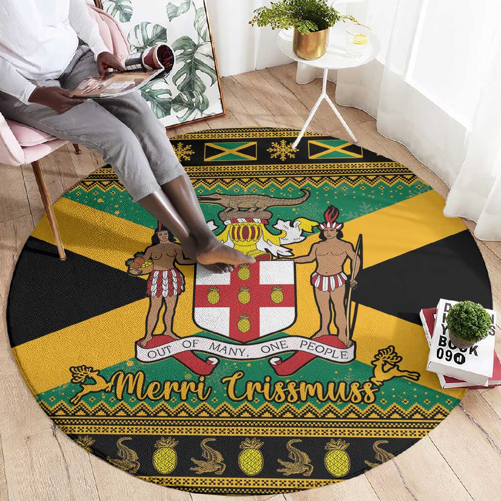 Afro-Jamaicans Round Carpet Coat Of Arms - Merry Christmas LT15