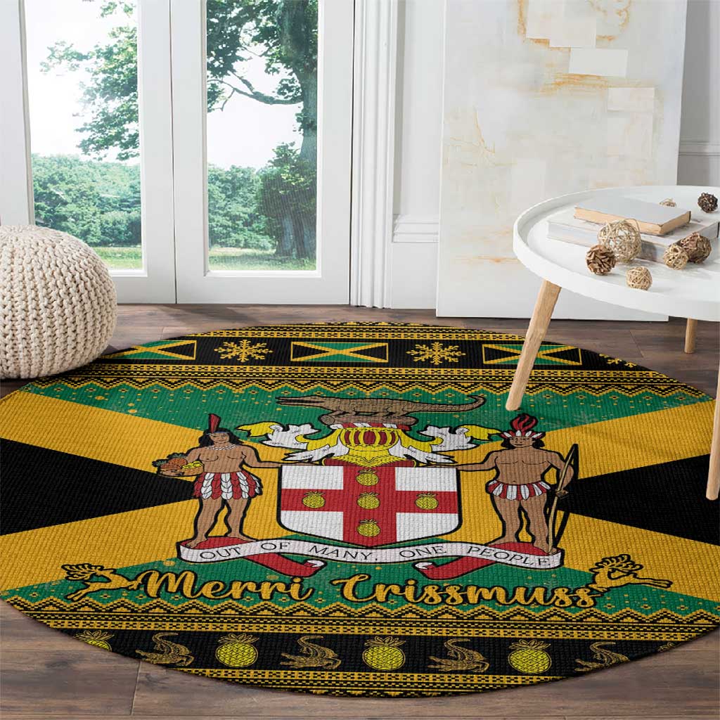 Afro-Jamaicans Round Carpet Coat Of Arms - Merry Christmas LT15