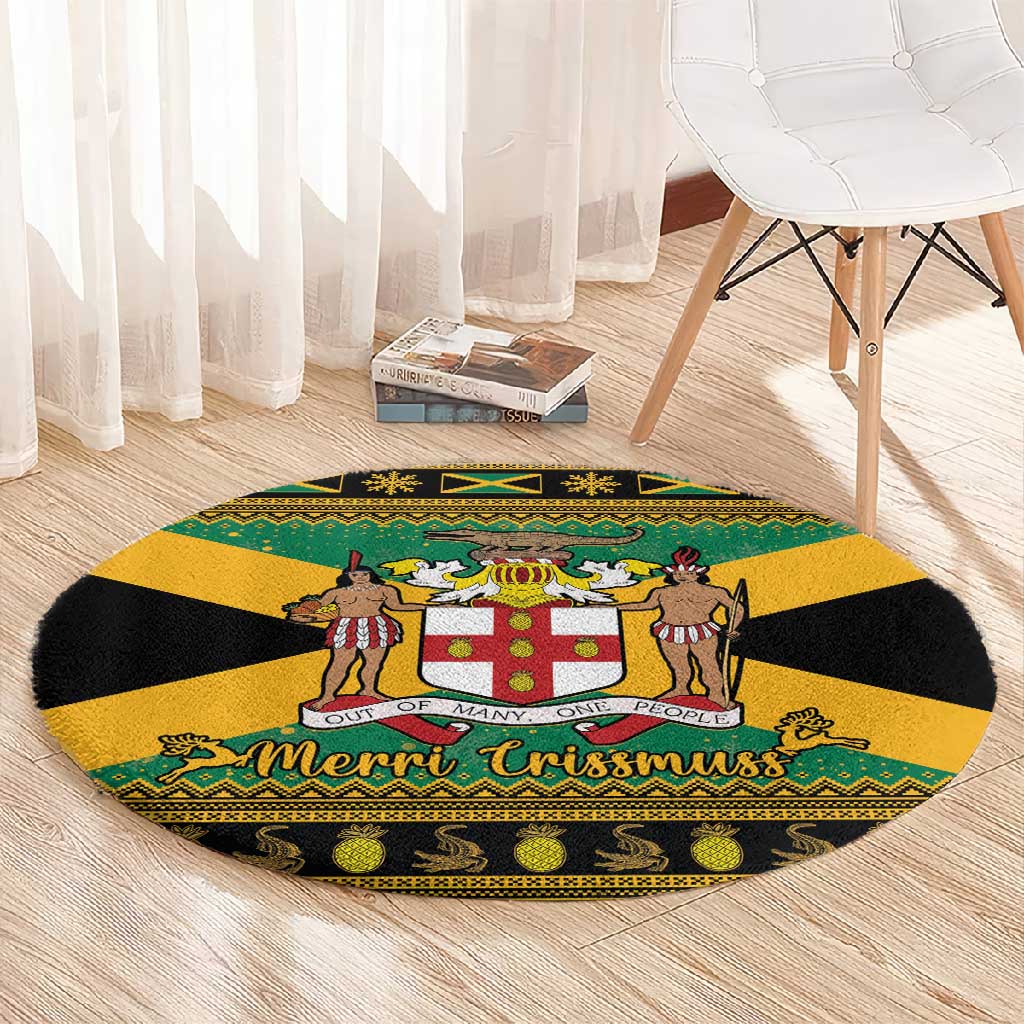 Afro-Jamaicans Round Carpet Coat Of Arms - Merry Christmas LT15