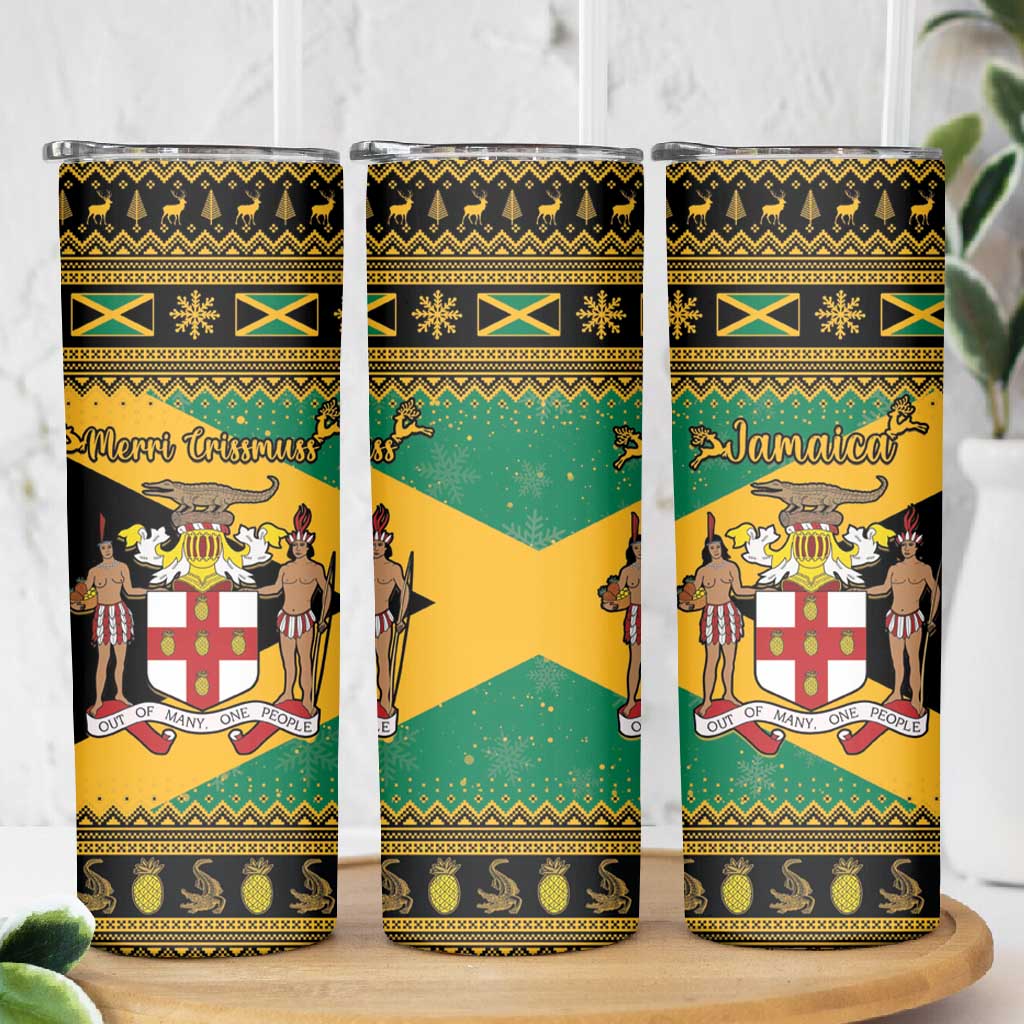 Afro-Jamaicans Skinny Tumbler Coat Of Arms - Merry Christmas LT15