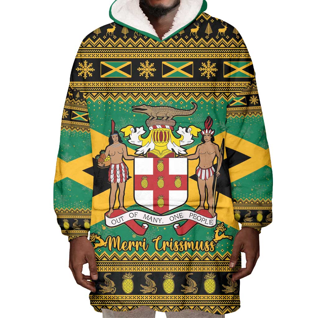Afro-Jamaicans Wearable Blanket Hoodie Coat Of Arms - Merry Christmas LT15