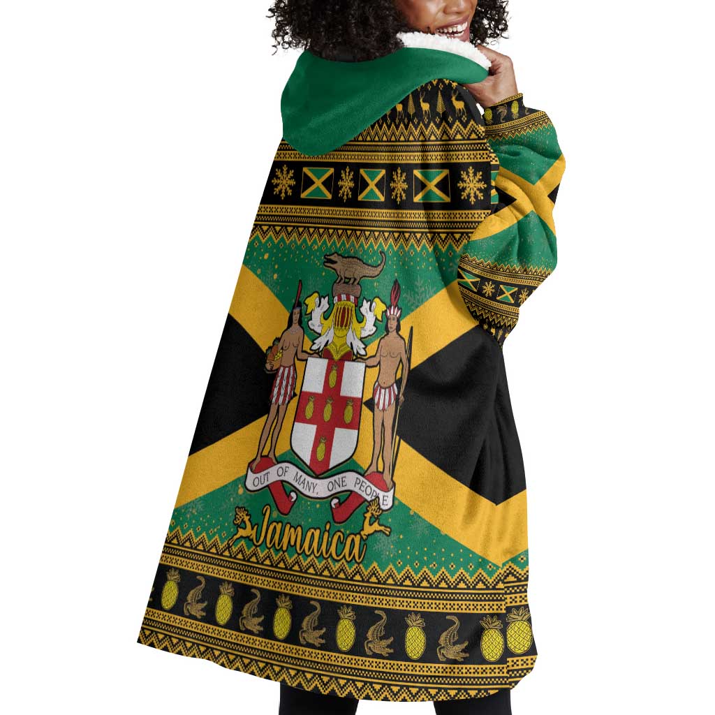 Afro-Jamaicans Wearable Blanket Hoodie Coat Of Arms - Merry Christmas LT15