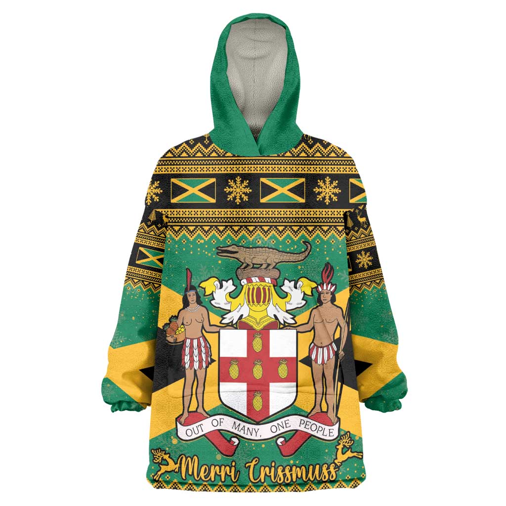 Afro-Jamaicans Wearable Blanket Hoodie Coat Of Arms - Merry Christmas LT15