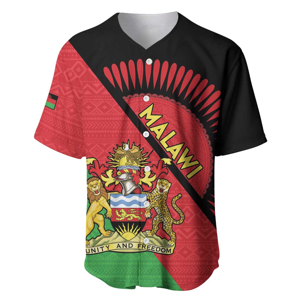 Personalized Afro Malawi Baseball Jersey Coat Of Arms - Southeastern Africa Pattern LT15