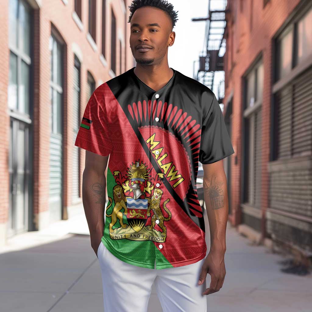 Personalized Afro Malawi Baseball Jersey Coat Of Arms - Southeastern Africa Pattern LT15