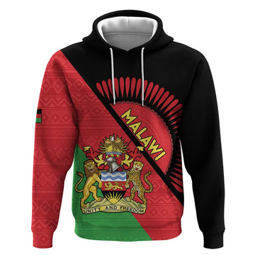 Personalised Malawi Hoodie Coat Of Arms - Flag Style LT15