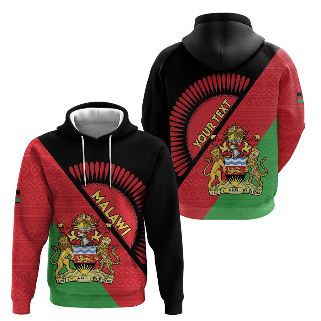 Personalised Malawi Hoodie Coat Of Arms - Flag Style LT15