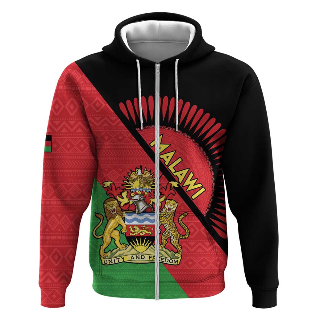 Personalised Malawi Hoodie Coat Of Arms - Flag Style LT15