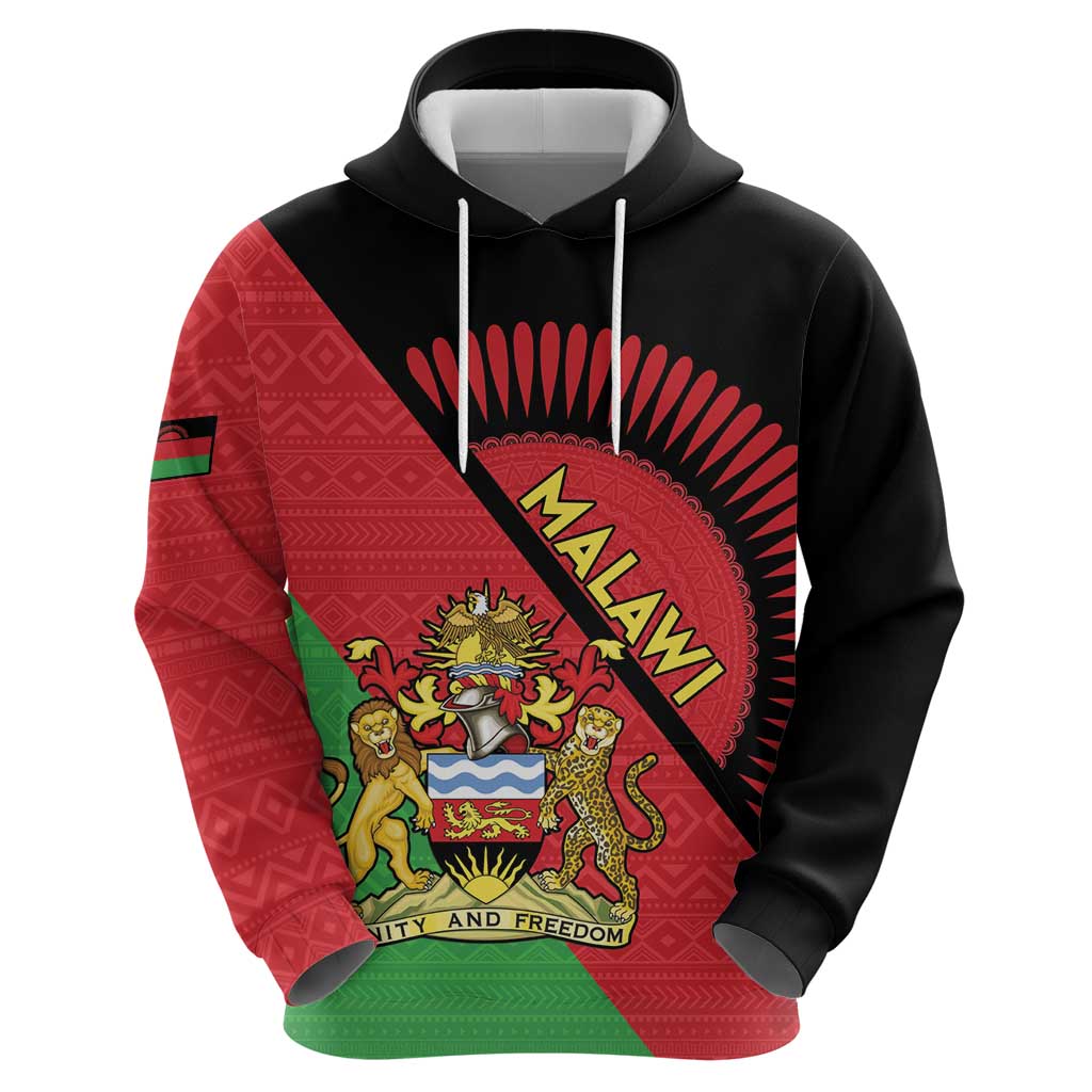 Personalised Malawi Hoodie Coat Of Arms - Flag Style LT15