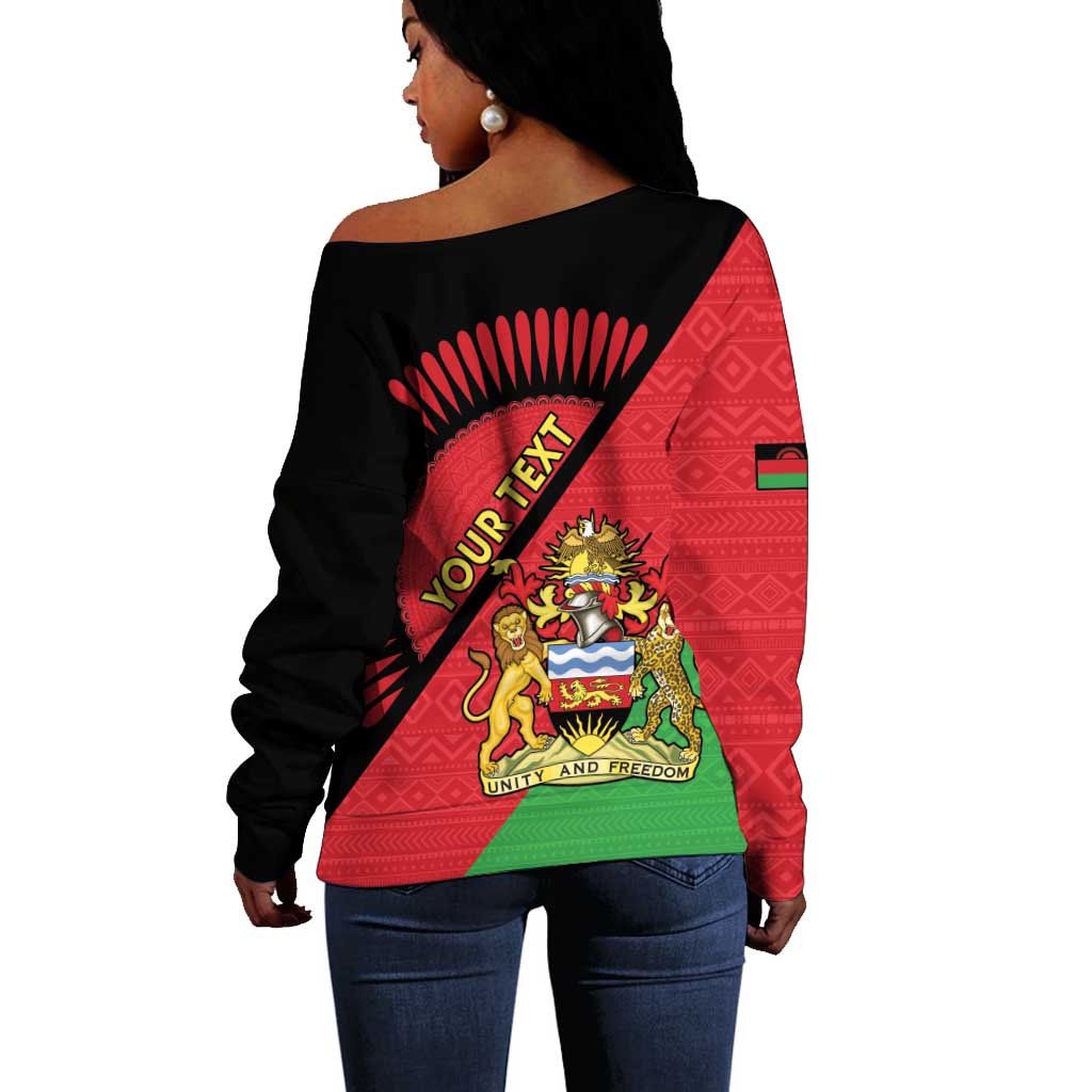 Personalized Afro Malawi Off Shoulder Sweater Coat Of Arms - Southeastern Africa Pattern LT15