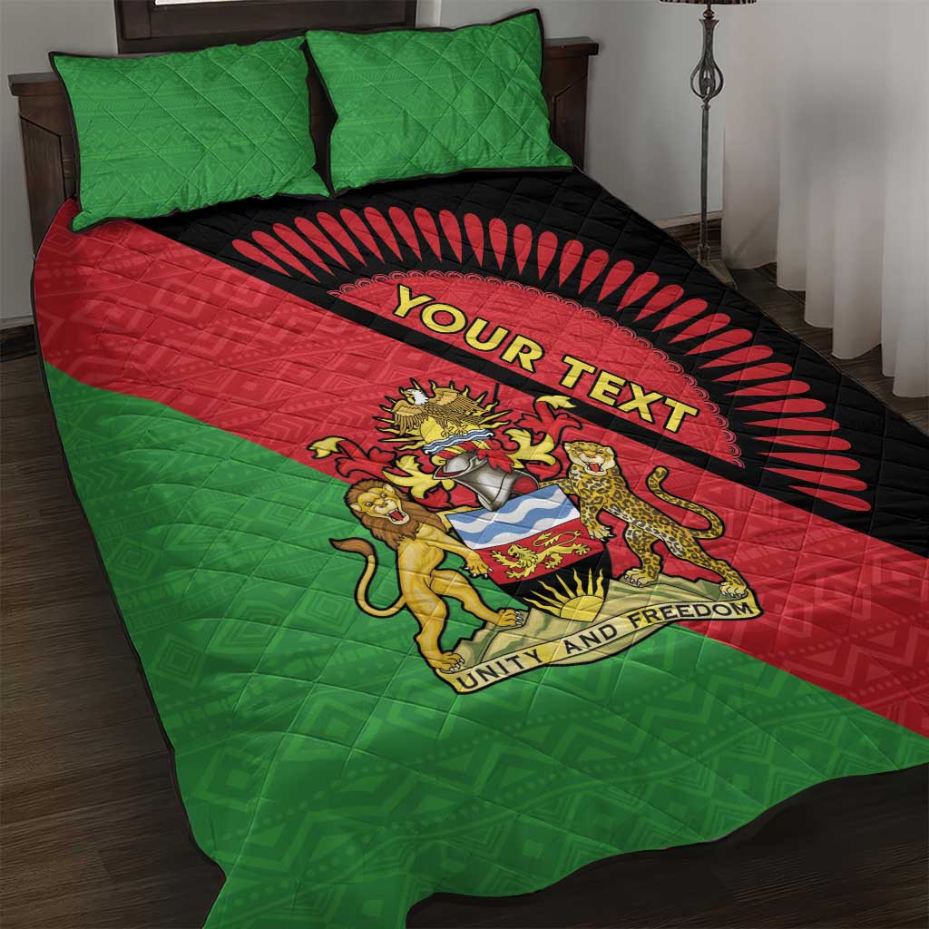 Personalized Afro Malawi Quilt Bed Set Coat Of Arms - Southeastern Africa Pattern LT15