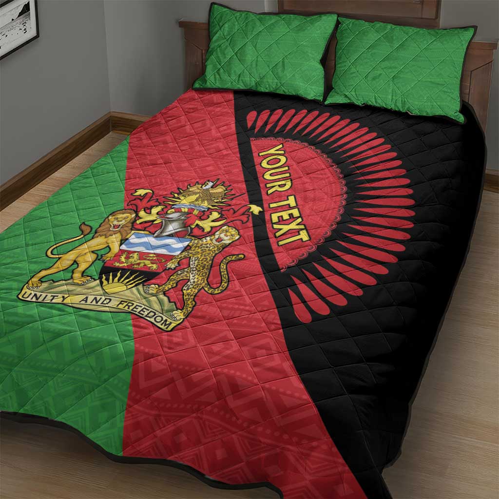 Personalized Afro Malawi Quilt Bed Set Coat Of Arms - Southeastern Africa Pattern LT15