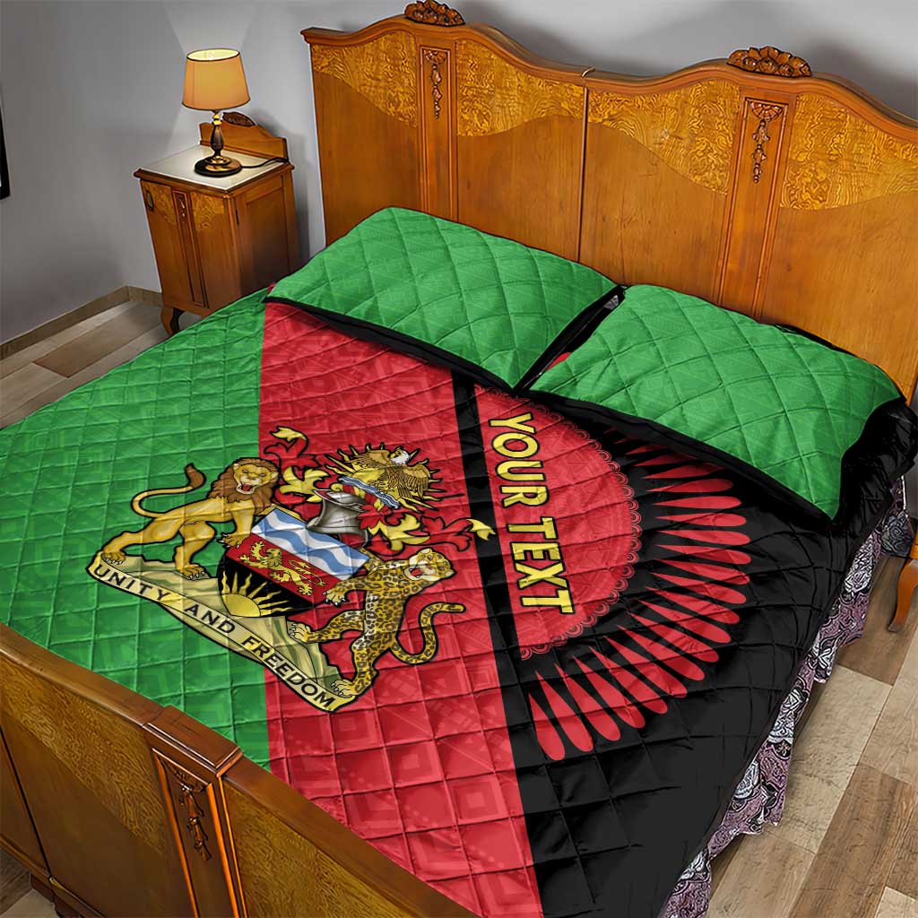 Personalized Afro Malawi Quilt Bed Set Coat Of Arms - Southeastern Africa Pattern LT15