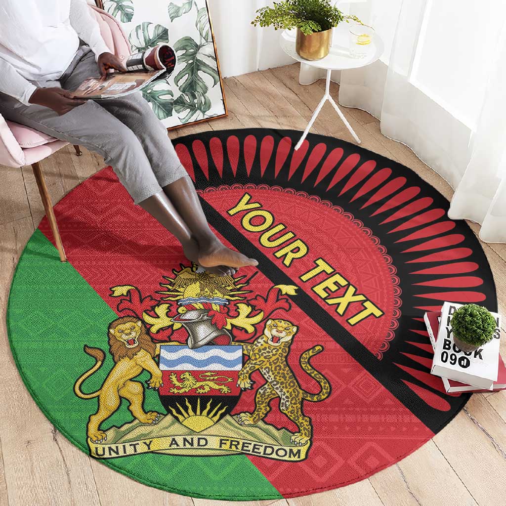 Personalized Afro Malawi Round Carpet Coat Of Arms - Southeastern Africa Pattern LT15