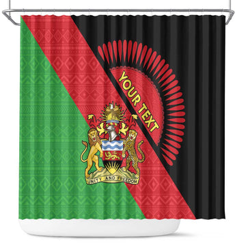 Personalised Malawi Shower Curtain Coat Of Arms - Flag Style LT15