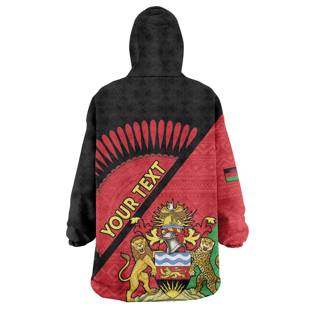 Personalized Afro Malawi Wearable Blanket Hoodie Coat Of Arms - Southeastern Africa Pattern LT15