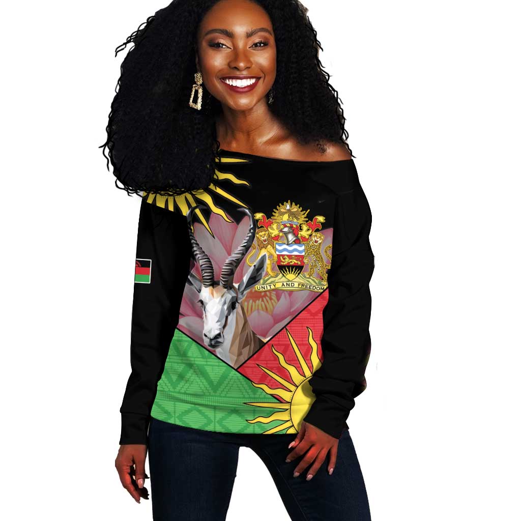 Personalized Africa Malawi Off Shoulder Sweater Thomsons Gazelle With Lotus LT15