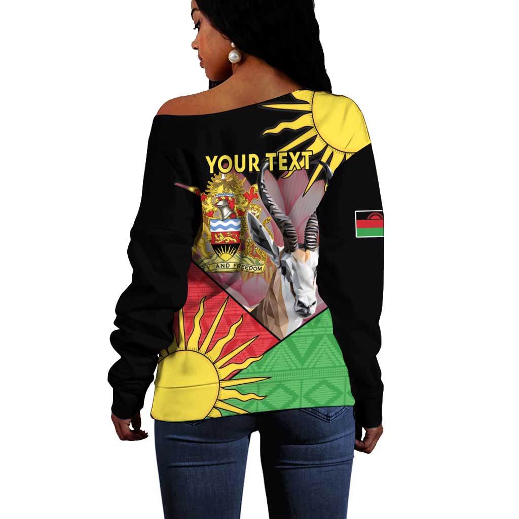Personalized Africa Malawi Off Shoulder Sweater Thomsons Gazelle With Lotus LT15