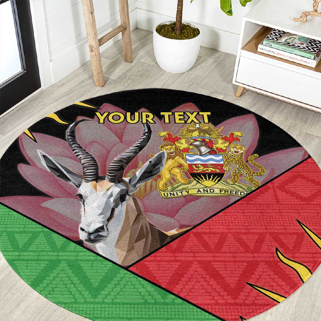 Personalized Africa Malawi Round Carpet Thomsons Gazelle With Lotus LT15
