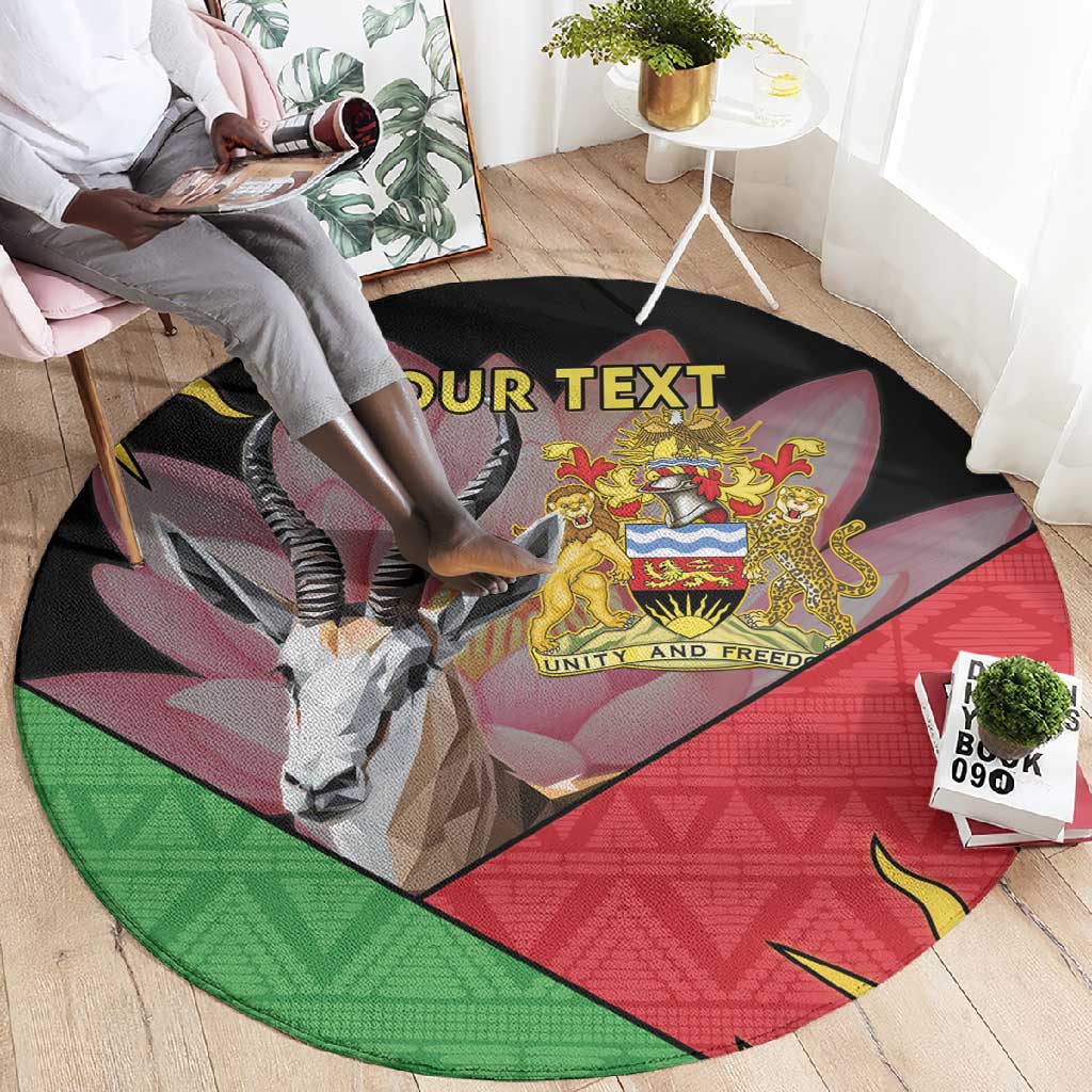Personalized Africa Malawi Round Carpet Thomsons Gazelle With Lotus LT15