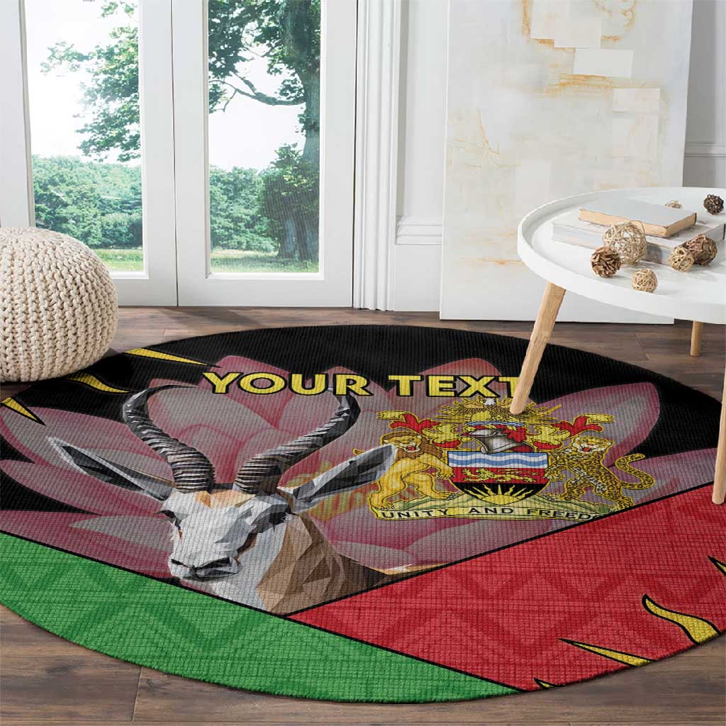 Personalized Africa Malawi Round Carpet Thomsons Gazelle With Lotus LT15