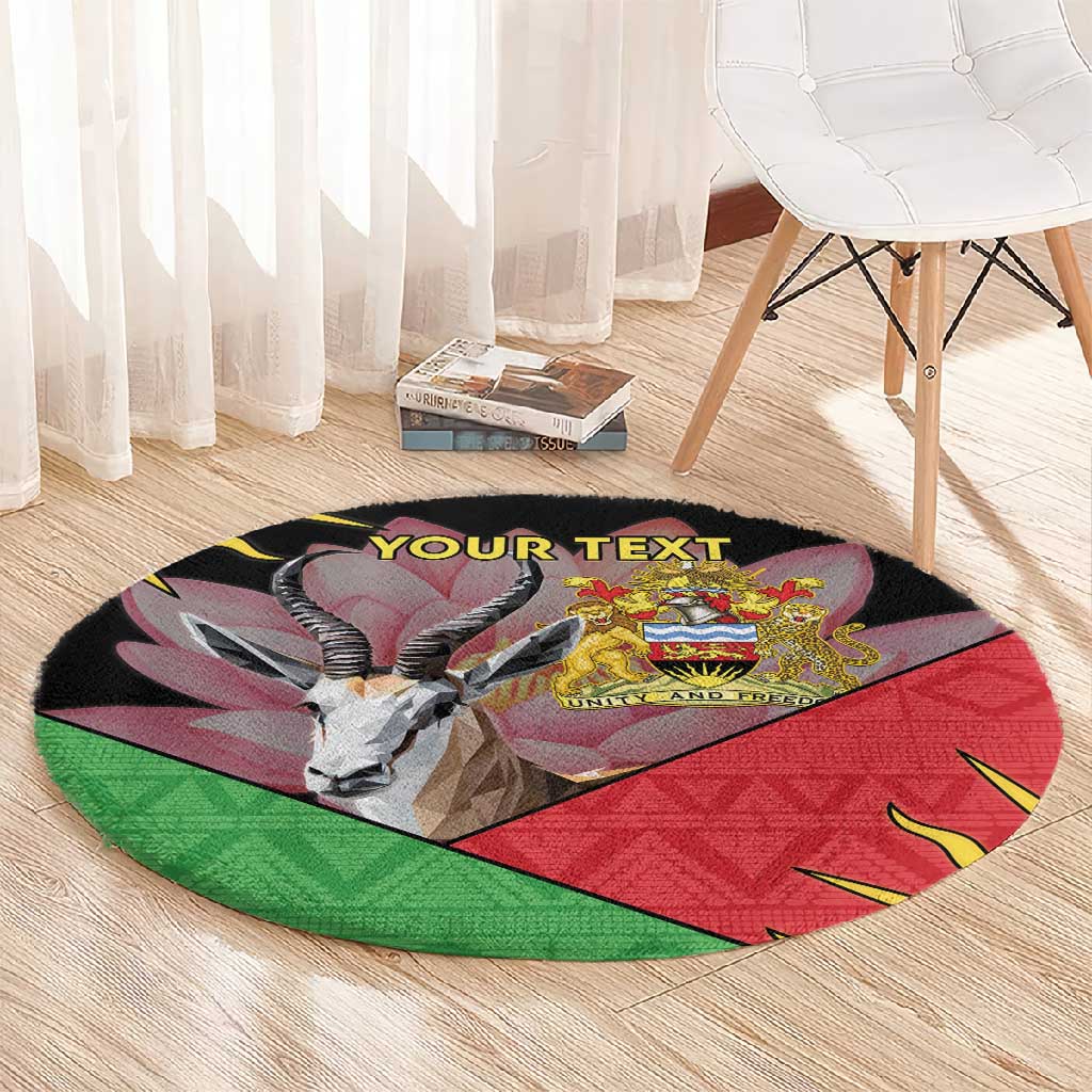 Personalized Africa Malawi Round Carpet Thomsons Gazelle With Lotus LT15