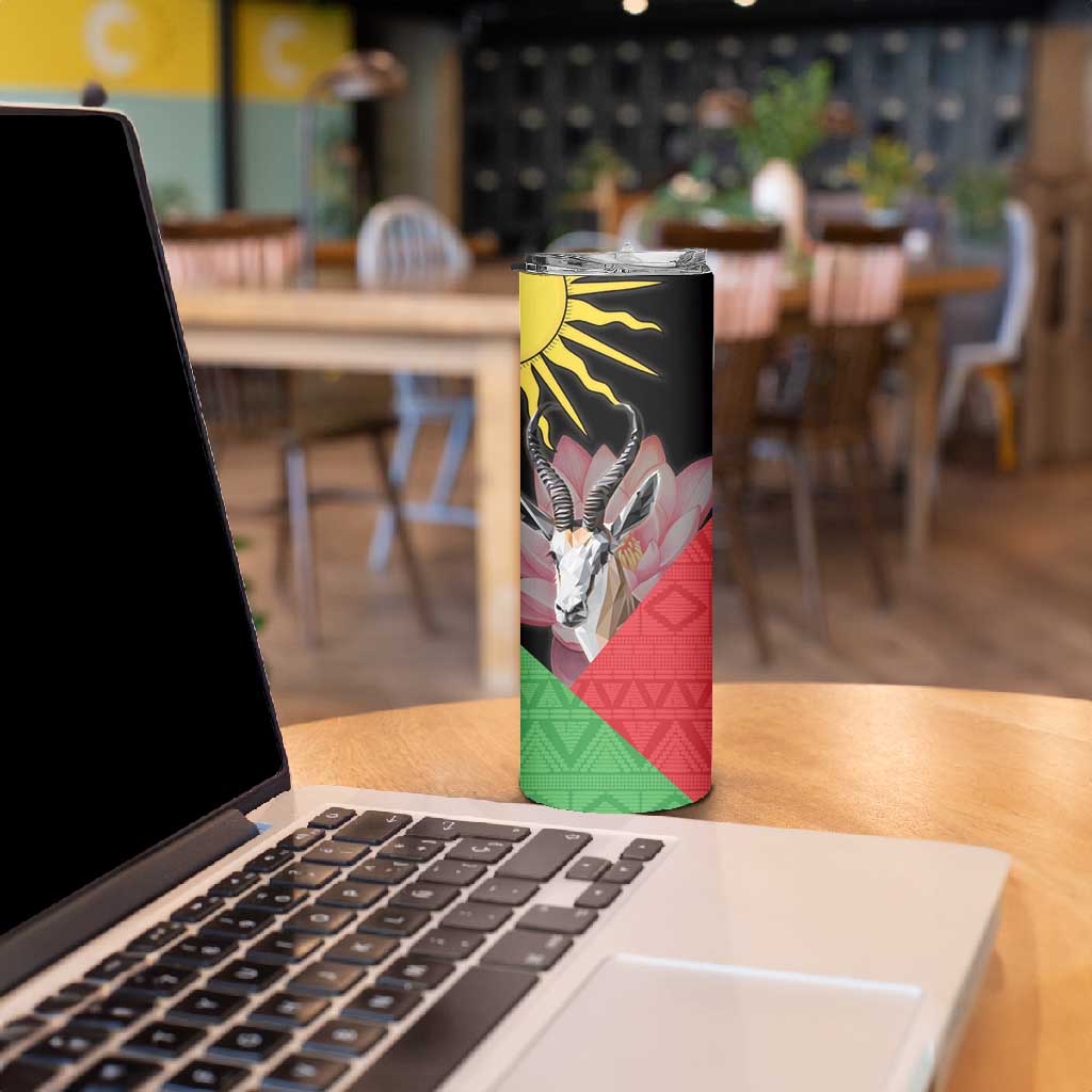Personalized Africa Malawi Skinny Tumbler Thomsons Gazelle With Lotus LT15