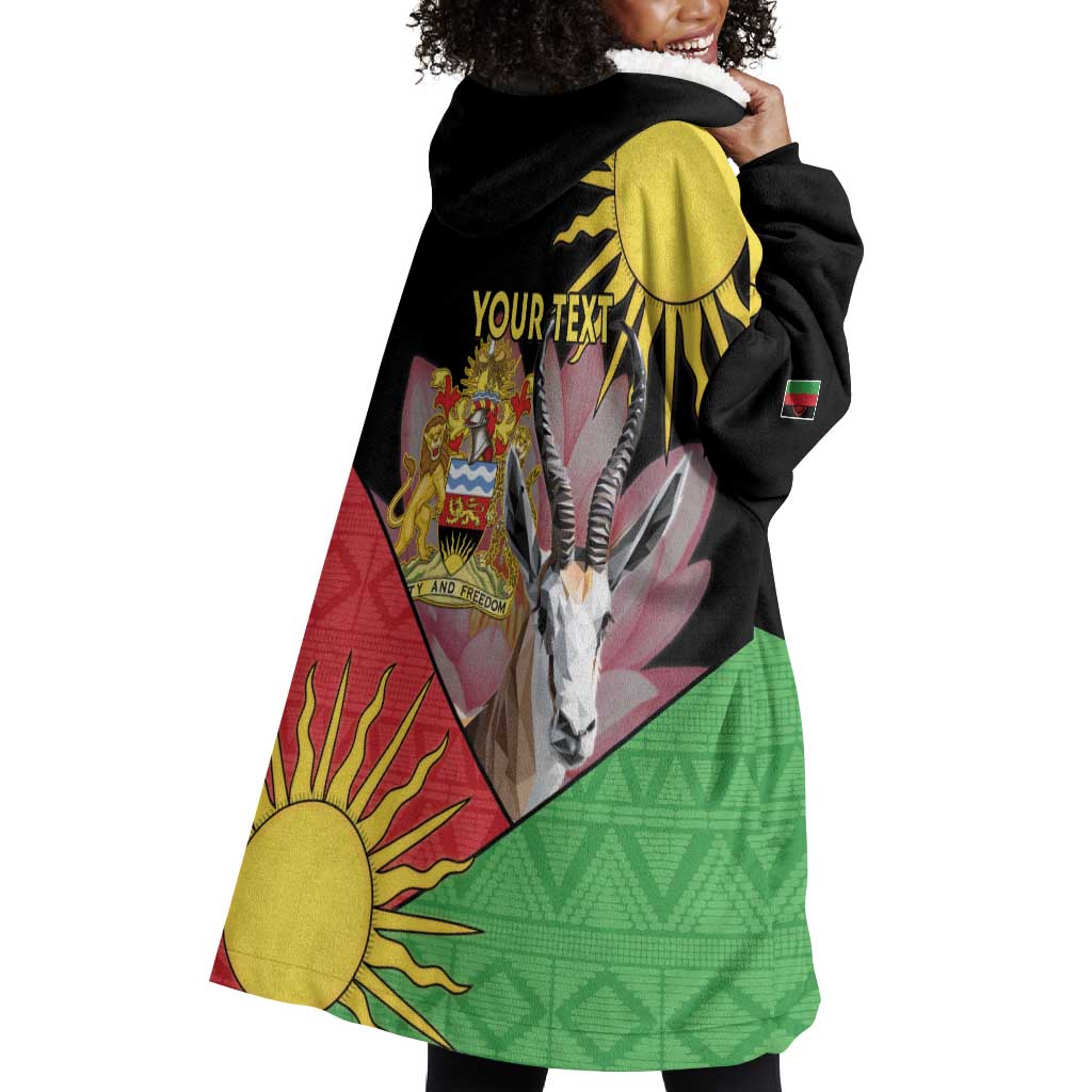Personalized Africa Malawi Wearable Blanket Hoodie Thomsons Gazelle With Lotus LT15