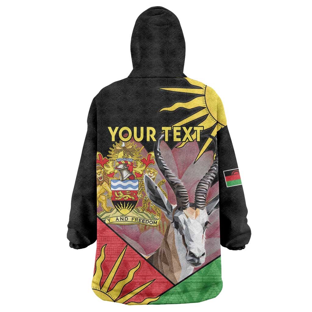 Personalized Africa Malawi Wearable Blanket Hoodie Thomsons Gazelle With Lotus LT15