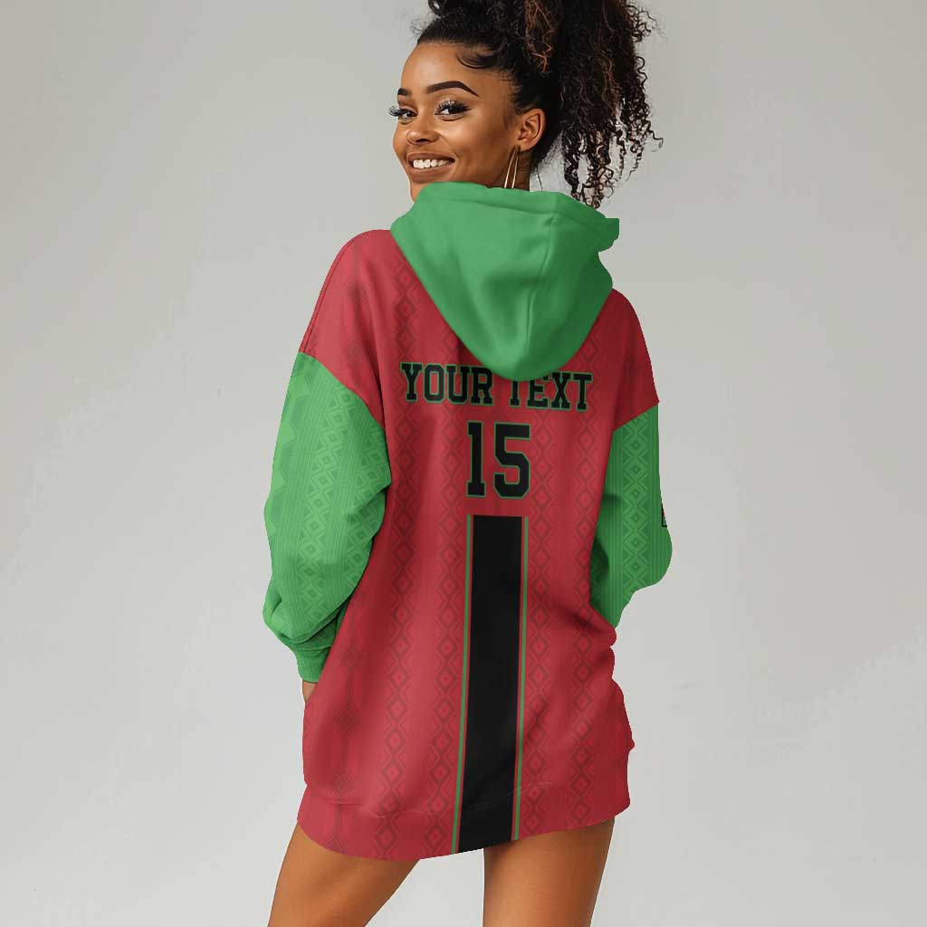 Custom Afro Malawi Football Hoodie Dress Go Champions - African Pattern LT15