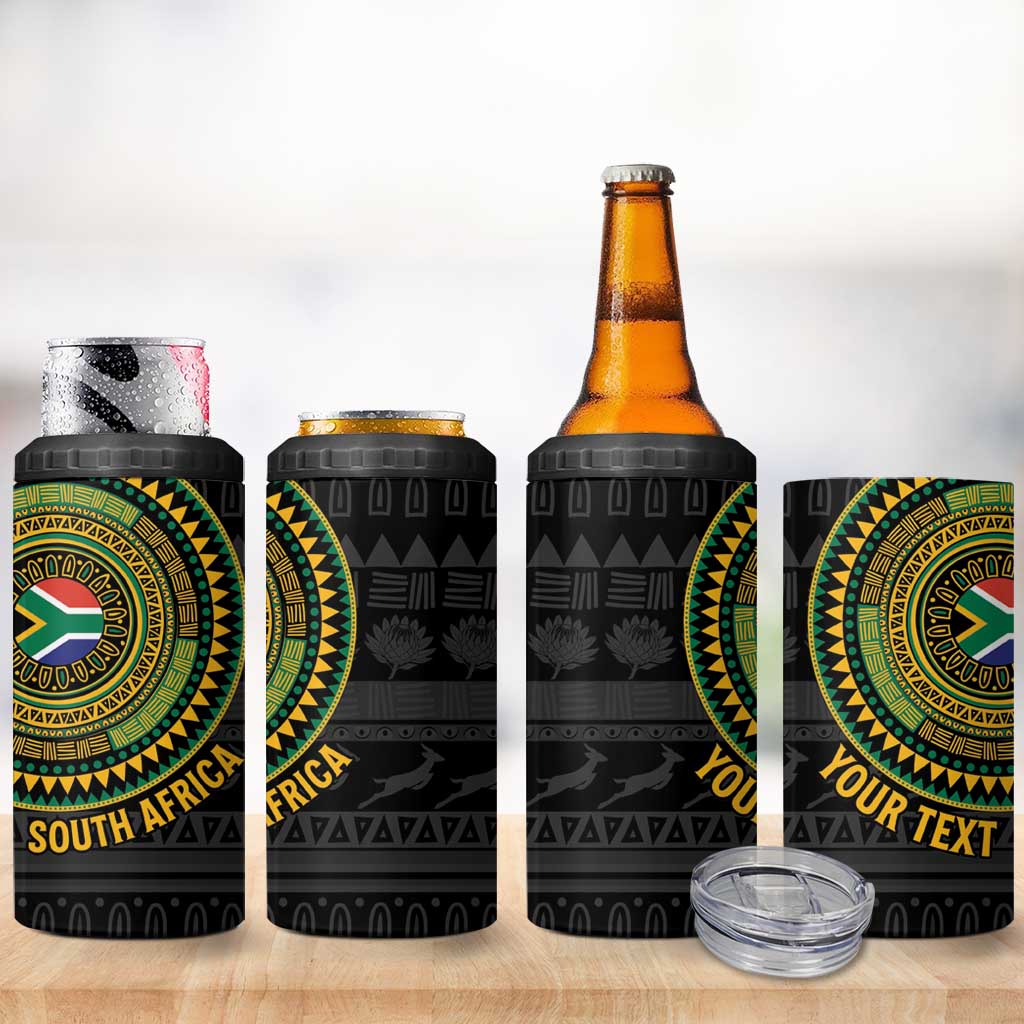 Personalised South Africa African Tribal Pattern 4 in 1 Can Cooler Tumbler Chest Arm Tattoo LT15