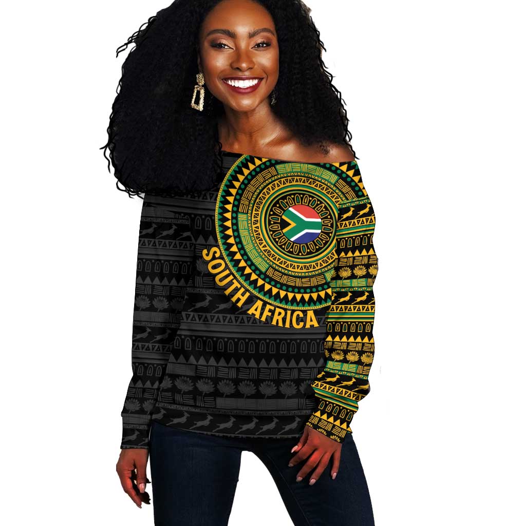 Personalised South Africa African Tribal Pattern Off Shoulder Sweater Chest Arm Tattoo LT15