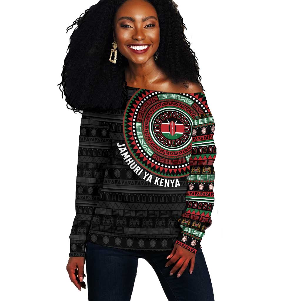 Personalised Kenya African Tribal Pattern Off Shoulder Sweater Chest Arm Tattoo LT15