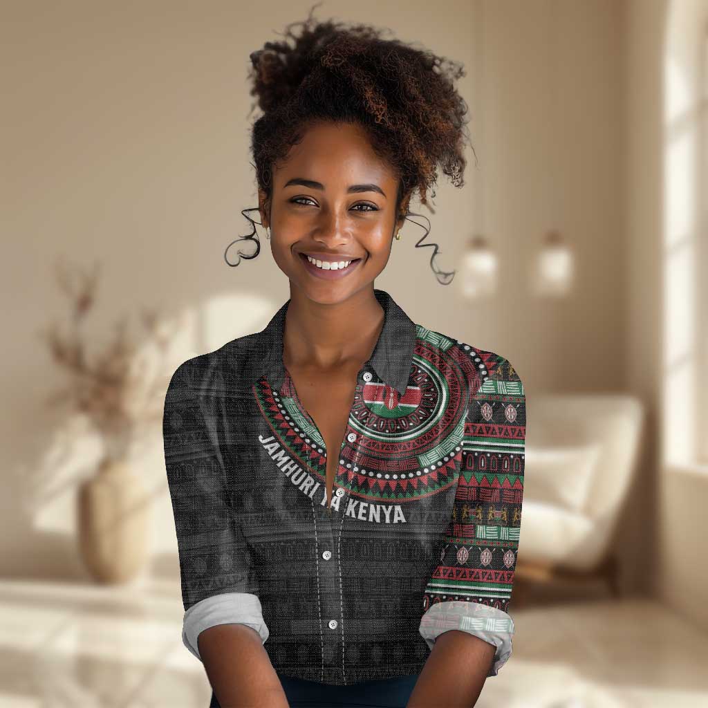 Personalised Kenya African Tribal Pattern Women Casual Shirt Chest Arm Tattoo LT15