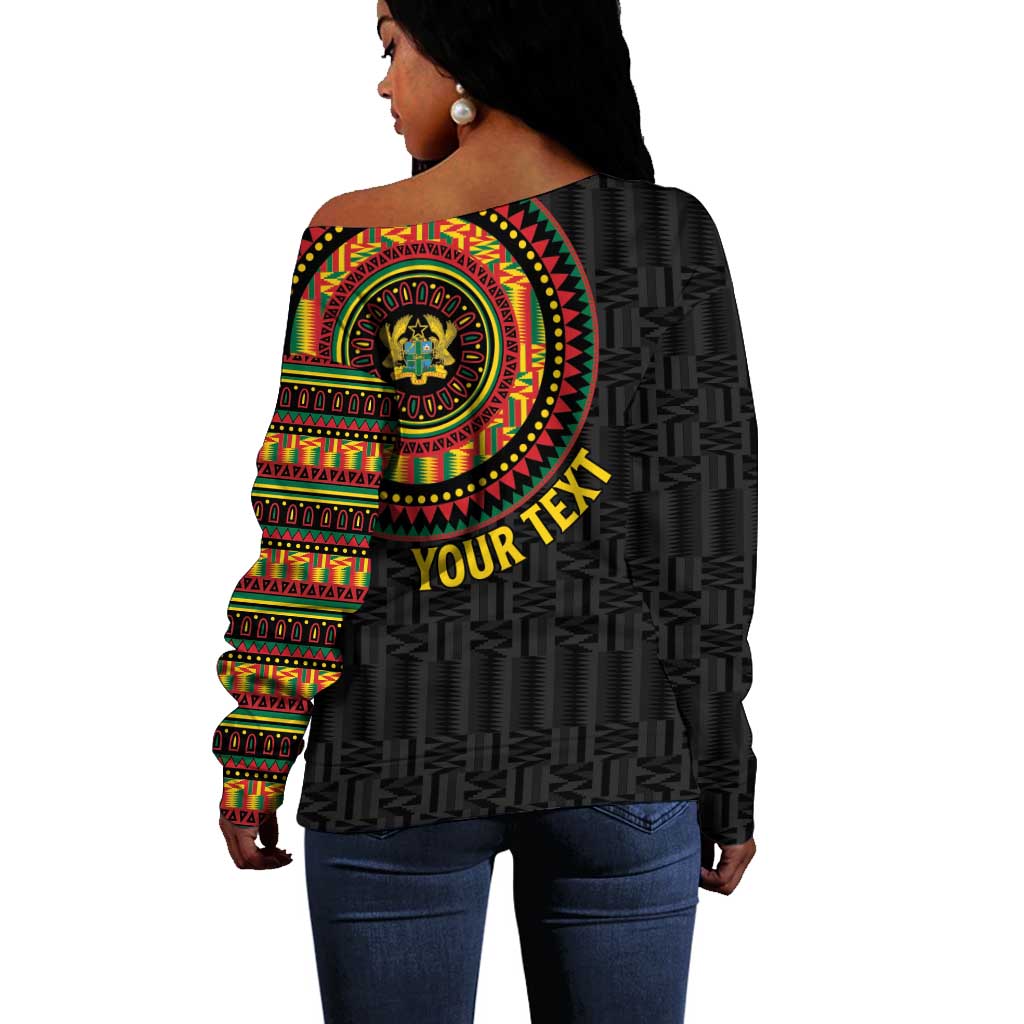 Personalised Ghana African Tribal Mix Kente Patterns Off Shoulder Sweater Chest Arm Tattoo LT15