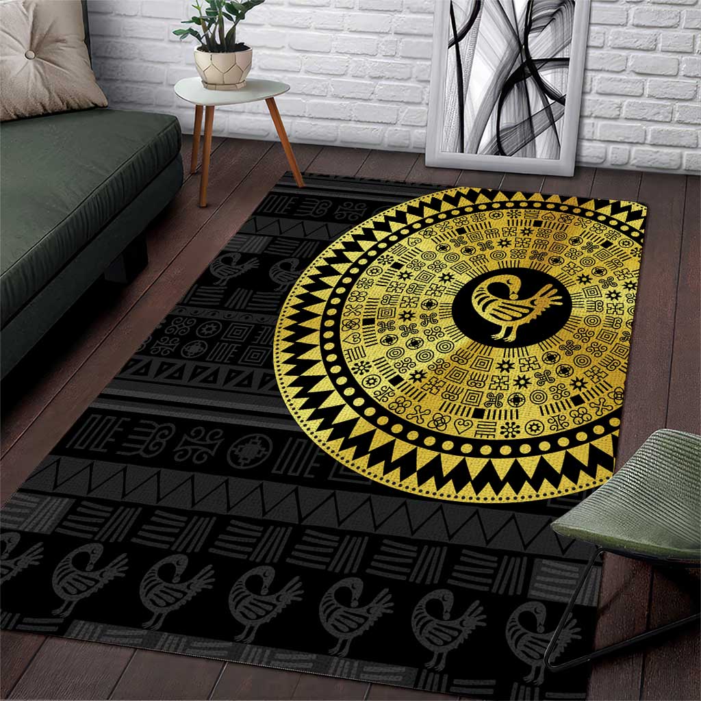 African Adinkra Area Rug Sankofa Bird - Gold Version - Chest Arm Tattoo LT15
