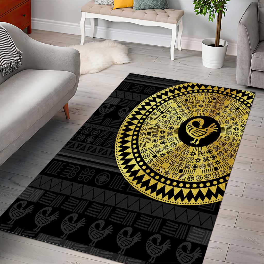 African Adinkra Area Rug Sankofa Bird - Gold Version - Chest Arm Tattoo LT15