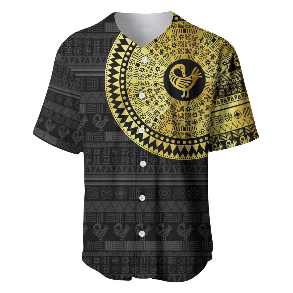 African Adinkra Baseball Jersey Sankofa Bird - Gold Version - Chest Arm Tattoo LT15