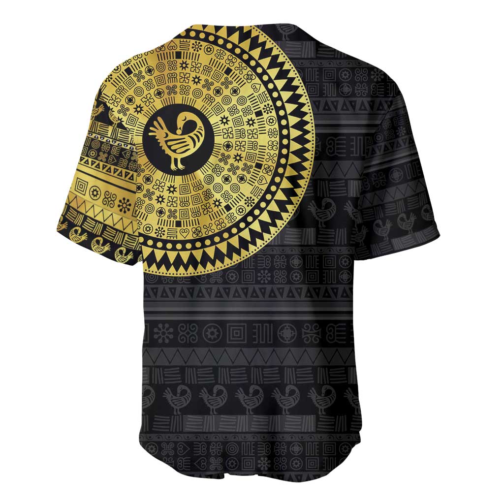 African Adinkra Baseball Jersey Sankofa Bird - Gold Version - Chest Arm Tattoo LT15