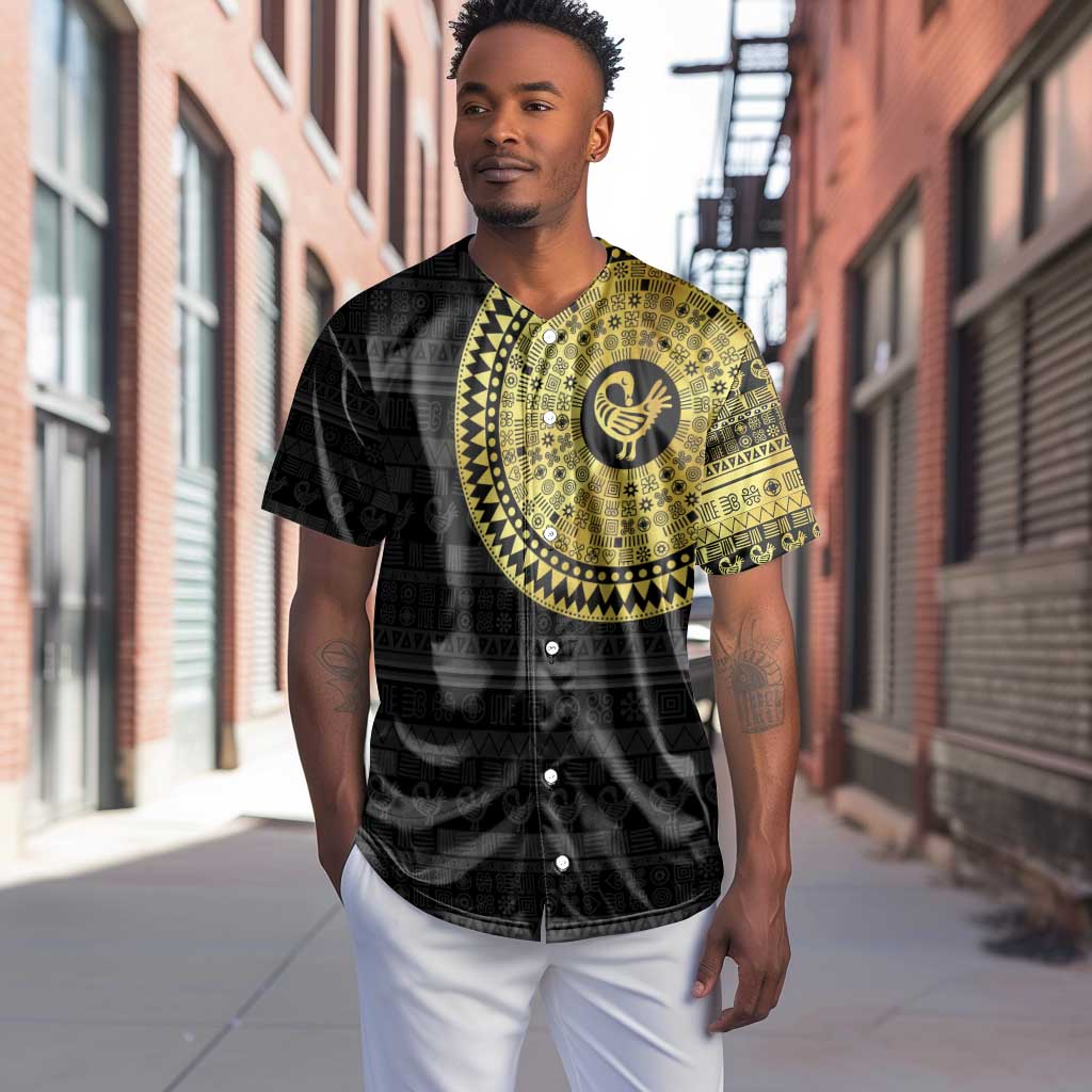African Adinkra Baseball Jersey Sankofa Bird - Gold Version - Chest Arm Tattoo LT15