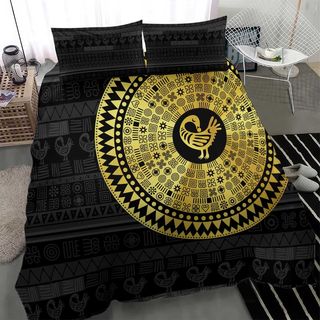 African Adinkra Bedding Set Sankofa Bird - Gold Version - Chest Arm Tattoo LT15