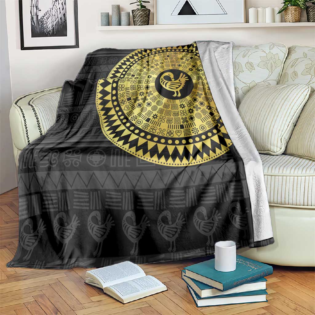 African Adinkra Blanket Sankofa Bird - Gold Version - Chest Arm Tattoo LT15