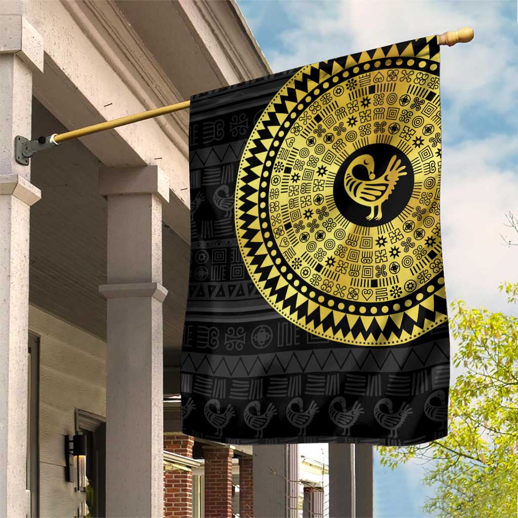 African Adinkra Garden Flag Sankofa Bird - Gold Version - Chest Arm Tattoo LT15