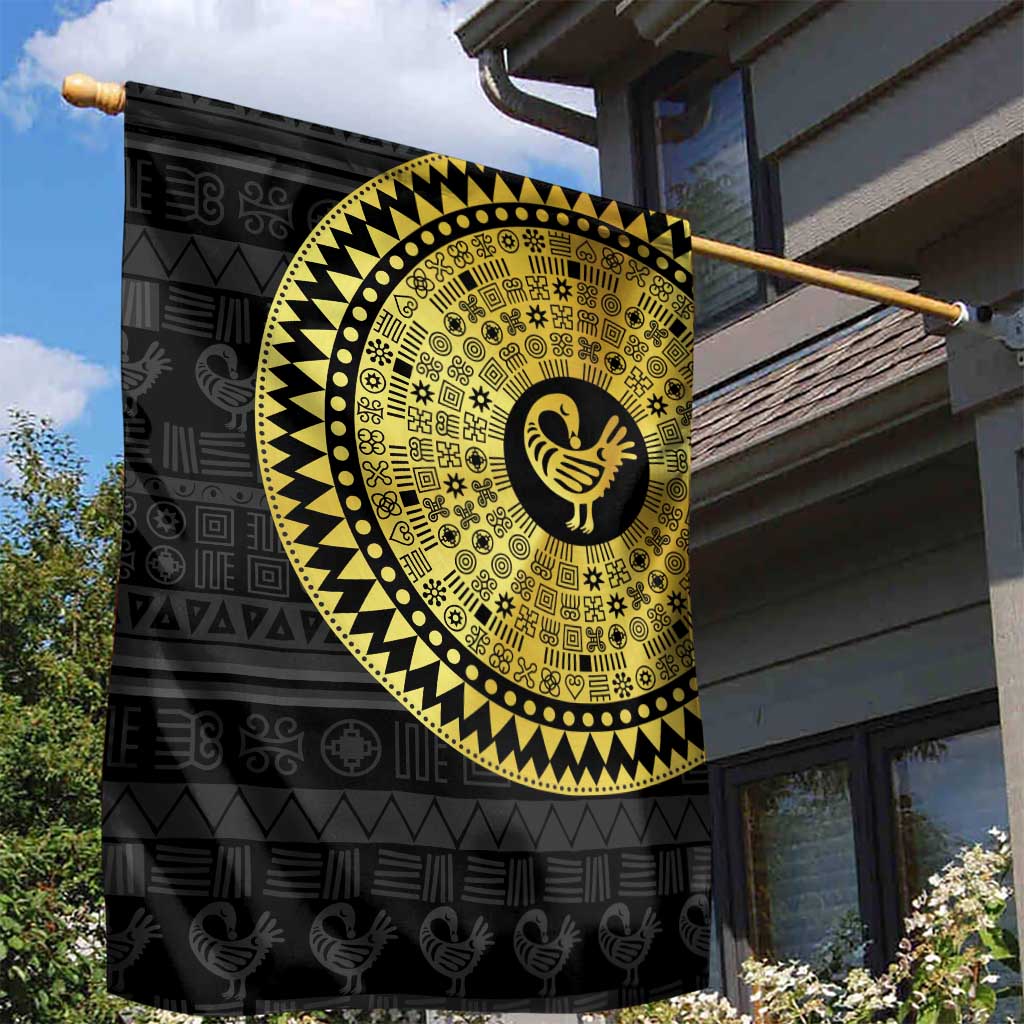 African Adinkra Garden Flag Sankofa Bird - Gold Version - Chest Arm Tattoo LT15