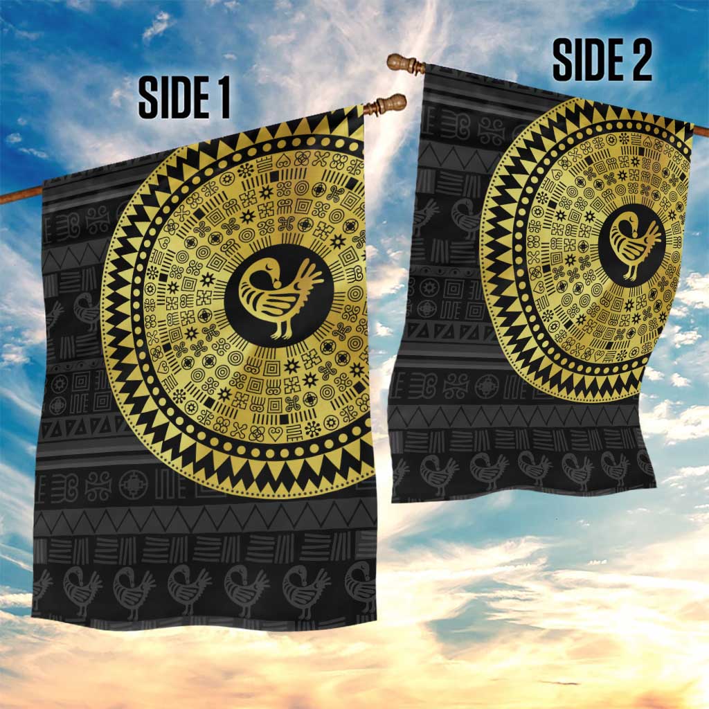 African Adinkra Garden Flag Sankofa Bird - Gold Version - Chest Arm Tattoo LT15