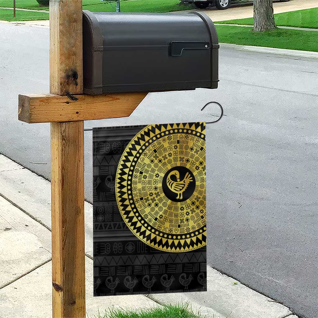 African Adinkra Garden Flag Sankofa Bird - Gold Version - Chest Arm Tattoo LT15