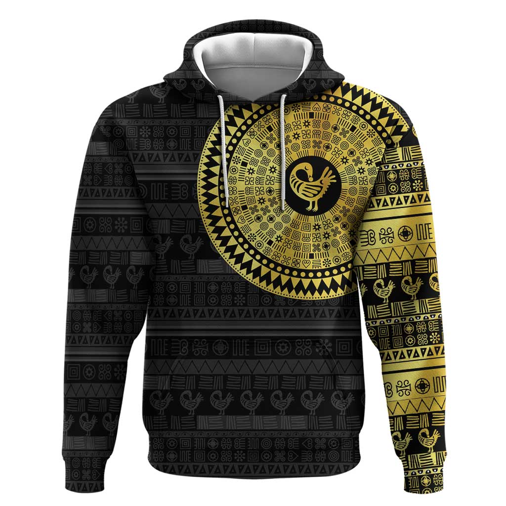 Sankofa Bird Hoodie Adinkra Symbols - Gold Version LT15