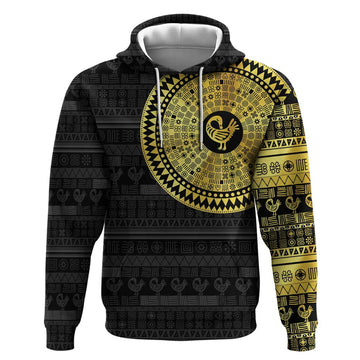 Sankofa Bird Hoodie Adinkra Symbols - Gold Version LT15