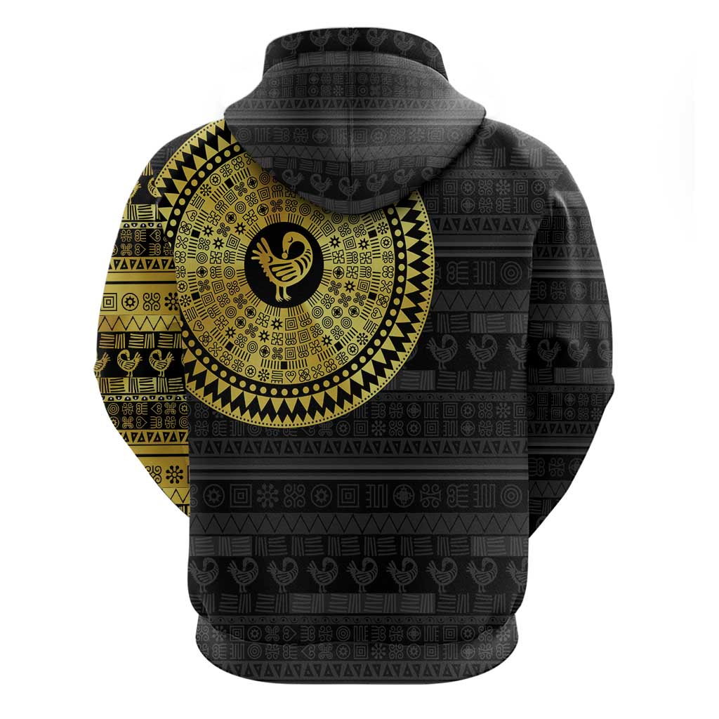 Sankofa Bird Hoodie Adinkra Symbols - Gold Version LT15