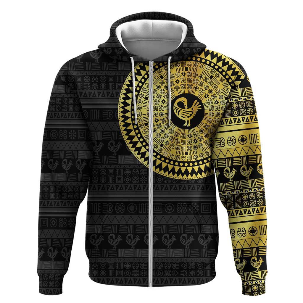 Sankofa Bird Hoodie Adinkra Symbols - Gold Version LT15